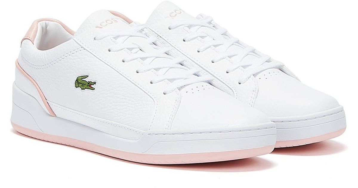Women's white and pink lacoste trainers Clearance