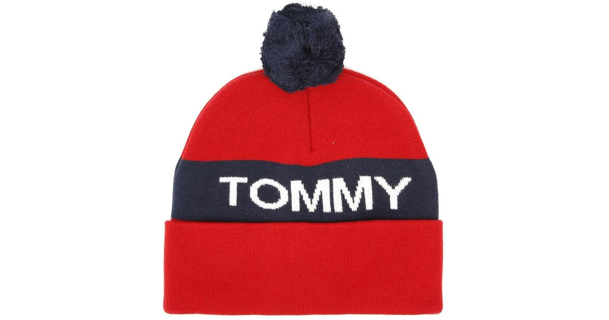 tommy hilfiger red beanie