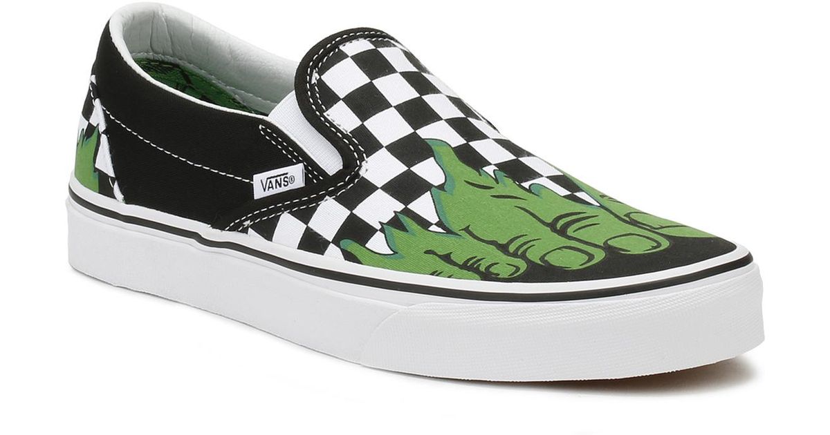 Vans Canvas Marvel Hulk / Checkerboard Classic Slip On Trainers for Men ...