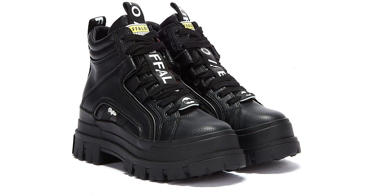 buffalo black aspha mid trainers