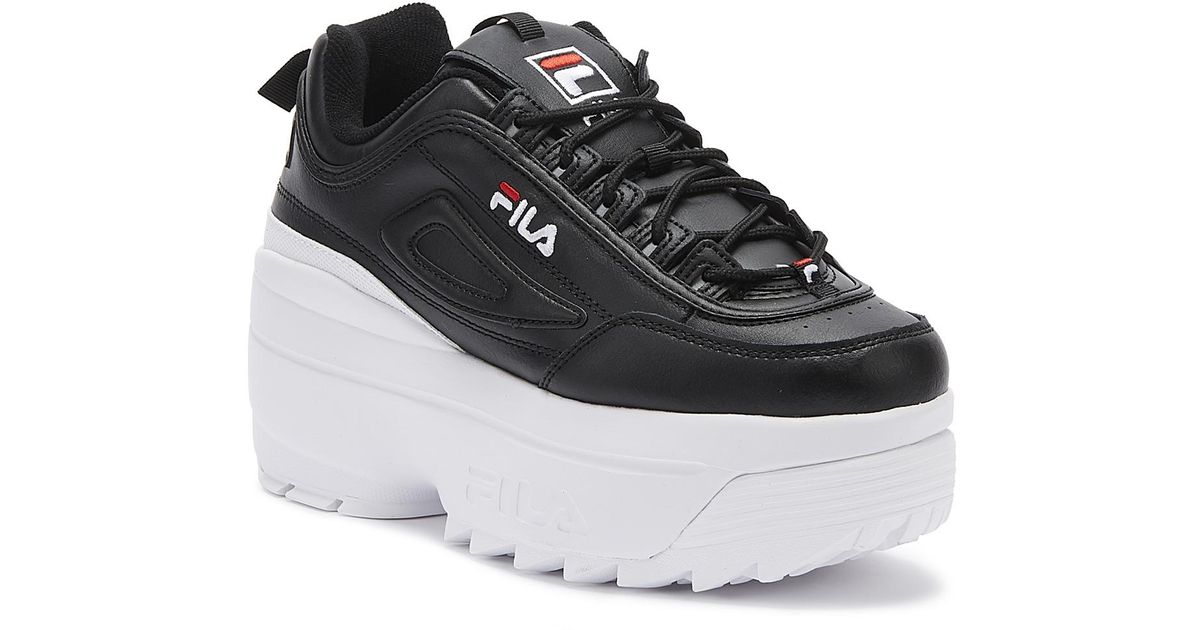 Fila Leather Disruptor Ii Wedge Womens Black / White Trainers - Lyst