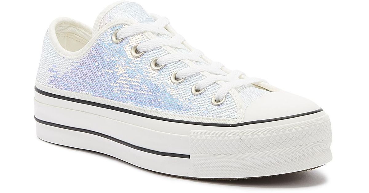 converse pink all star mini sequins ox trainers