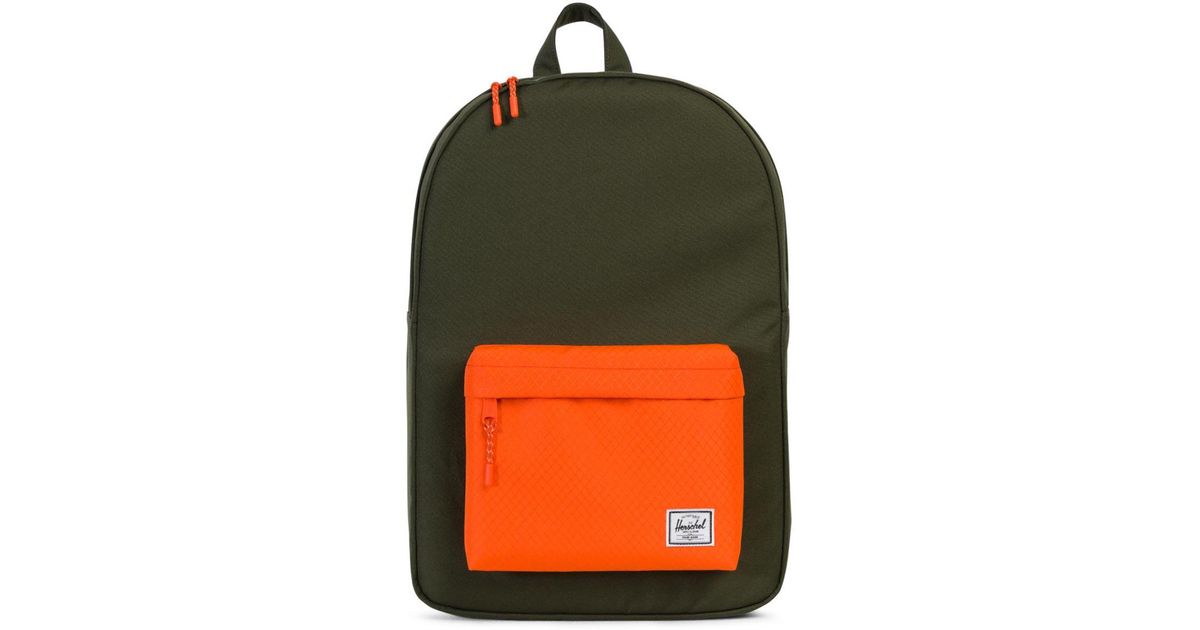 herschel green and orange backpack