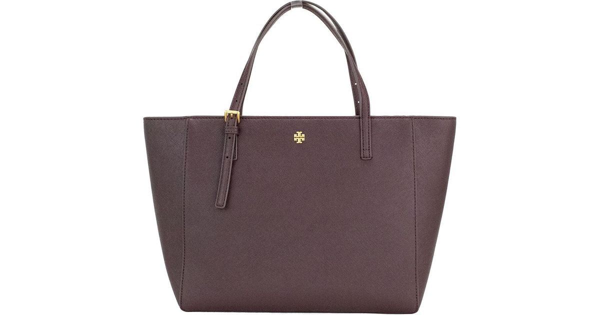Tory Burch Emerson Small Tempranillo Saffiano Leather Tote Handbag in