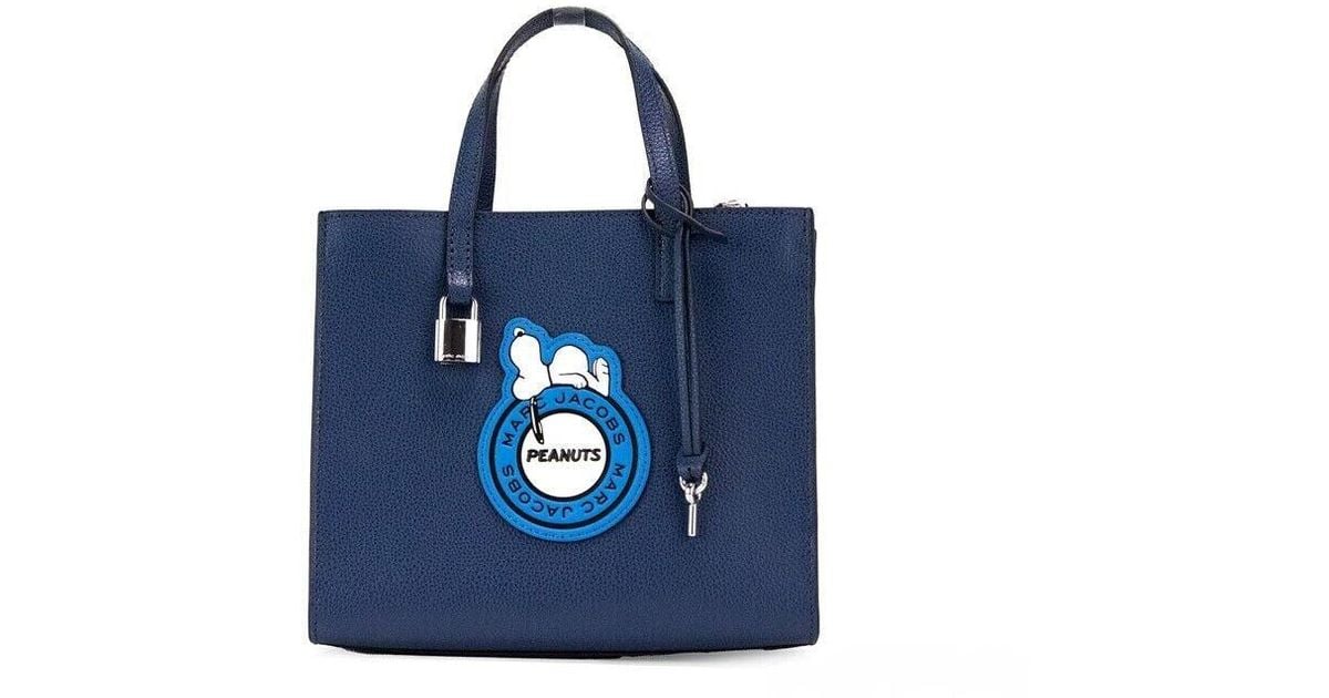 Marc Jacobs Peanuts Grind Small Blue Leather Snoopy Patch Tote