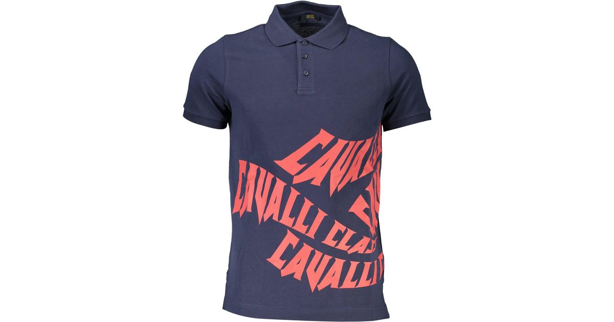 Class Roberto Cavalli Blue Cotton Polo Shirt for Men | Lyst
