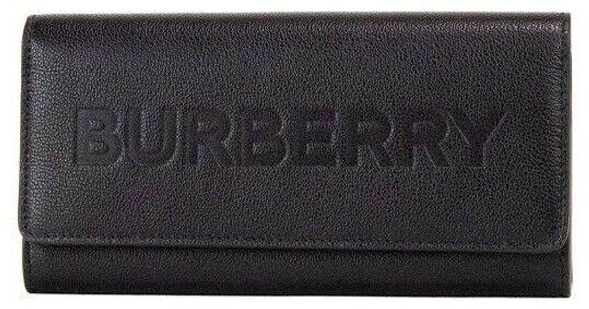 Burberry Elmore Black Embossed Logo Leather Continental Clutch