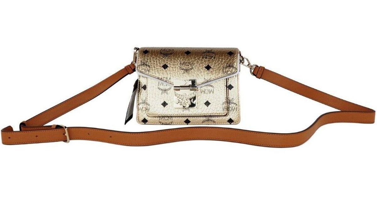 Mcm - Mini Signature Visetos Diamond Leather Crossbody Belt Handbag Purse Bag