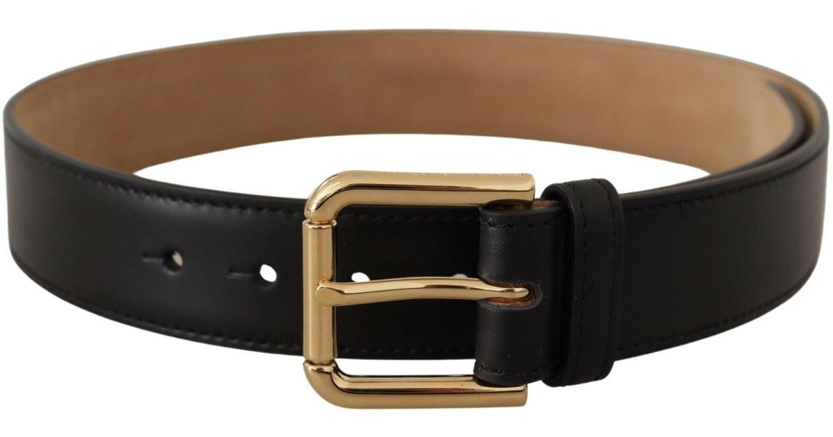 Dolce & Gabbana Black Solid Leather Classic Gold Waist Buckle Belt Lyst