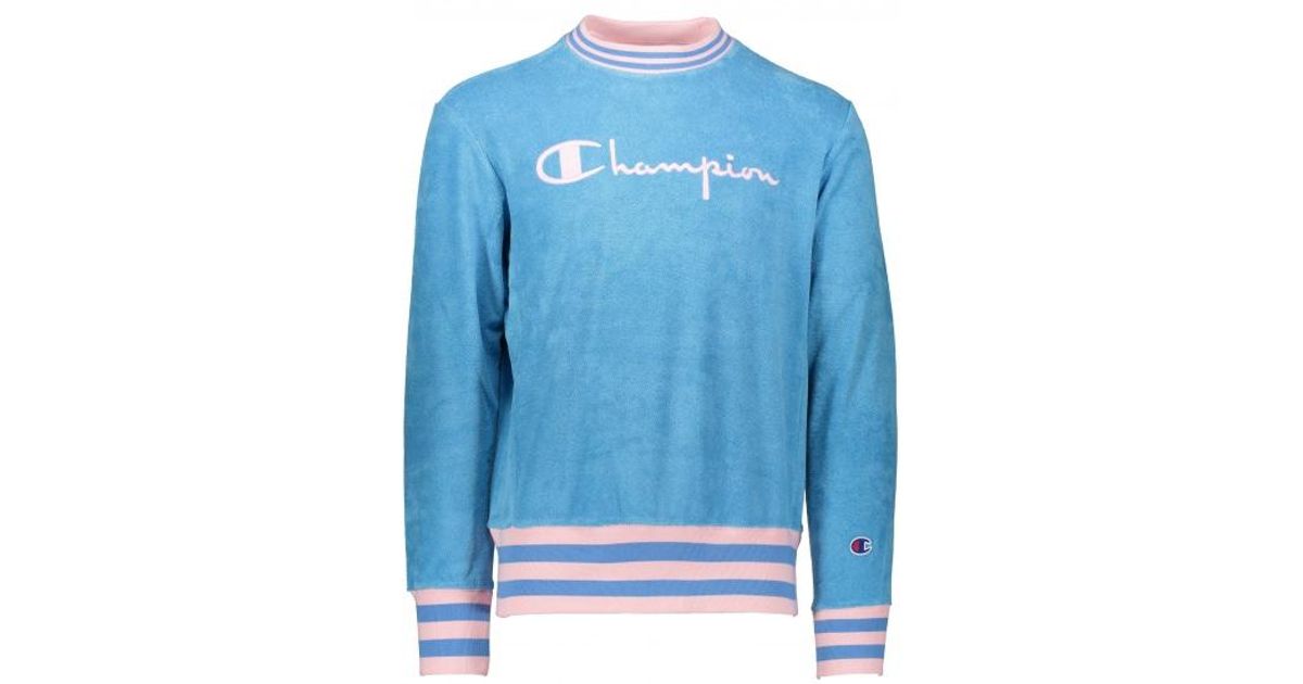 blue and pink champion sweatshirt