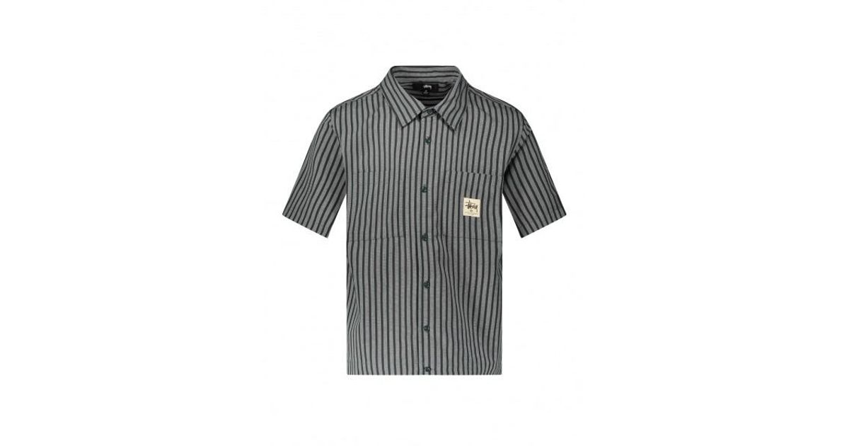 Stussy Striped Garage Shirt in Black 