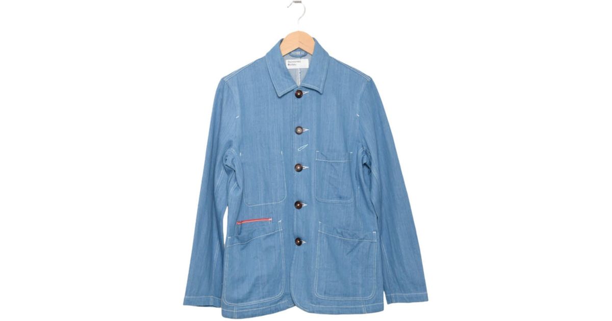 Universal Works Bakers Jacket Handloom Denim Pale Indigo P26005 in Blue