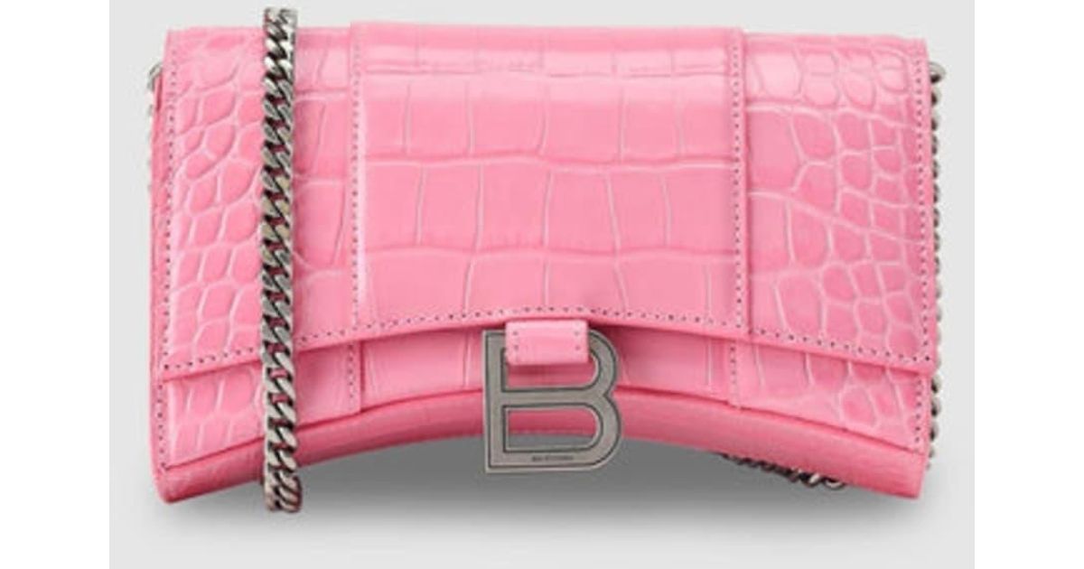 Balenciaga Hourglass Pink Wallet On Chain Lyst