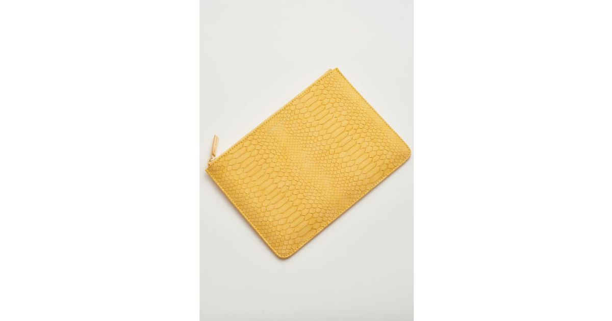 Estella Bartlett Snake Effect Faux Leather Medium Pouch in Yellow | Lyst