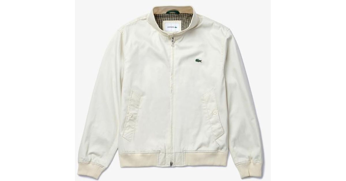 Lacoste Water-resistant Cotton Zip Jacket in Natural for Men | Lyst