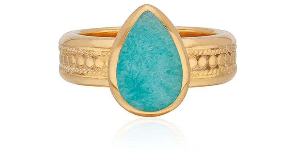 Anna Beck Amazonite Drop Cocktail Ring Gold in Blau | Lyst DE