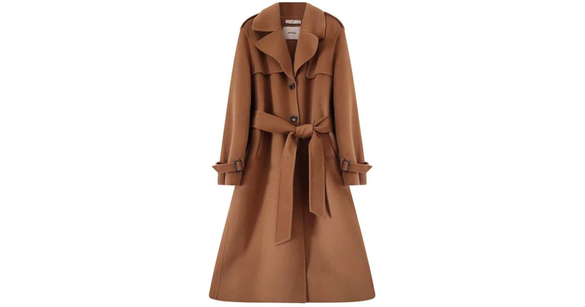 cashmere-fashion-store Anfiny Double Face Wollmantel Trench Audrey in Brown  | Lyst