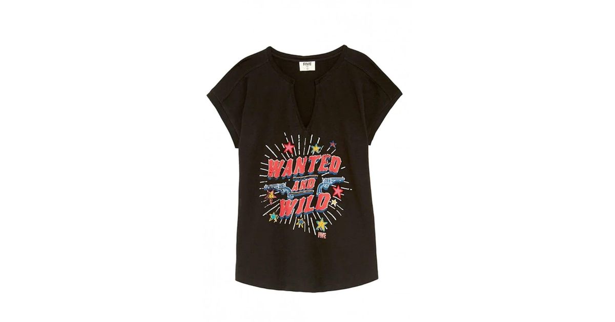 Black Wanted T Shirt di Five Jeans