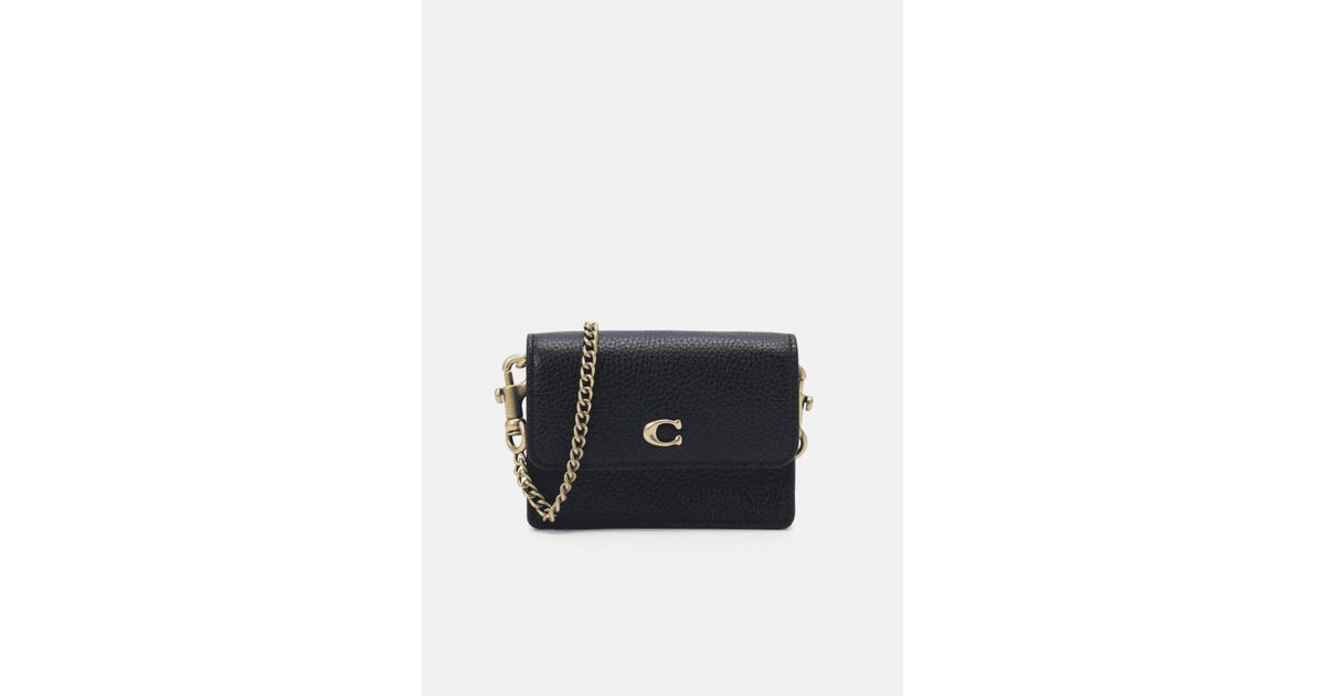 COACH Half Flap Card Case With Chain Size Os, Col Black Lyst