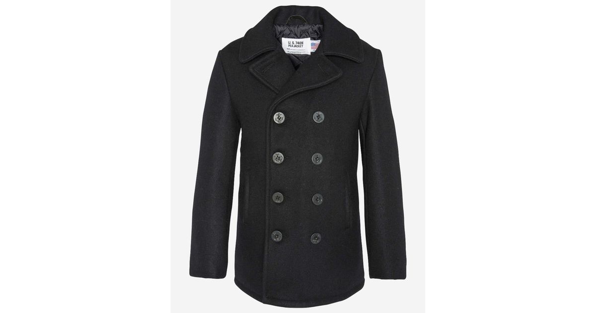 Schott Nyc Nyc Iconic U.s. Navy Peacoat Made in Black for Men | Lyst UK