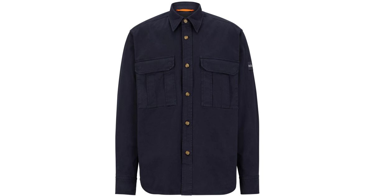 BOSS by HUGO BOSS Dark Blue Lisel Overshirt for Men Lyst UK
