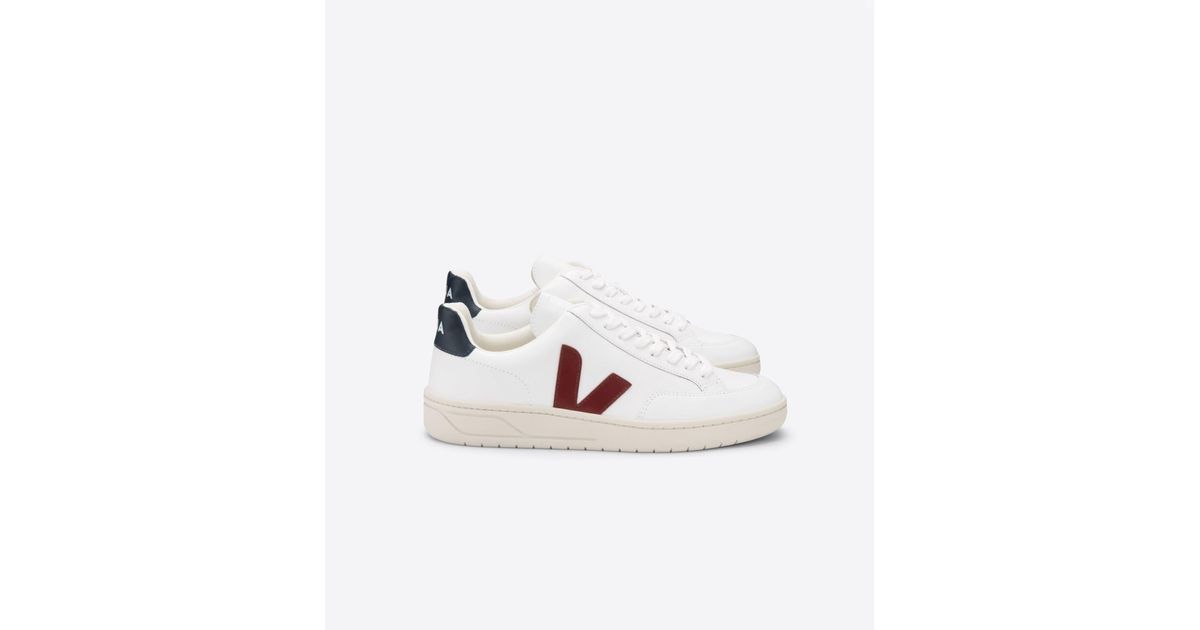 Veja V 12 Trainers Sneakers Leather Extra White Marsala Nautico
