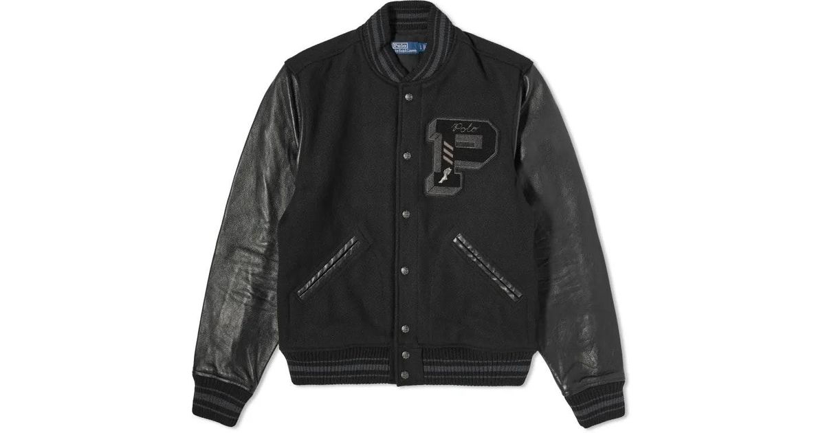 Polo Ralph Lauren Lined Varsity Jacket Polo in Black for Men | Lyst UK