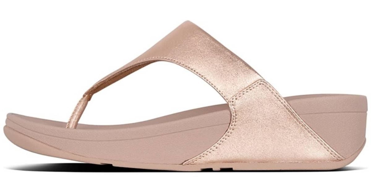 Fitflop Rose Gold Lulu Leather Toe Post Sandal in Pink | Lyst