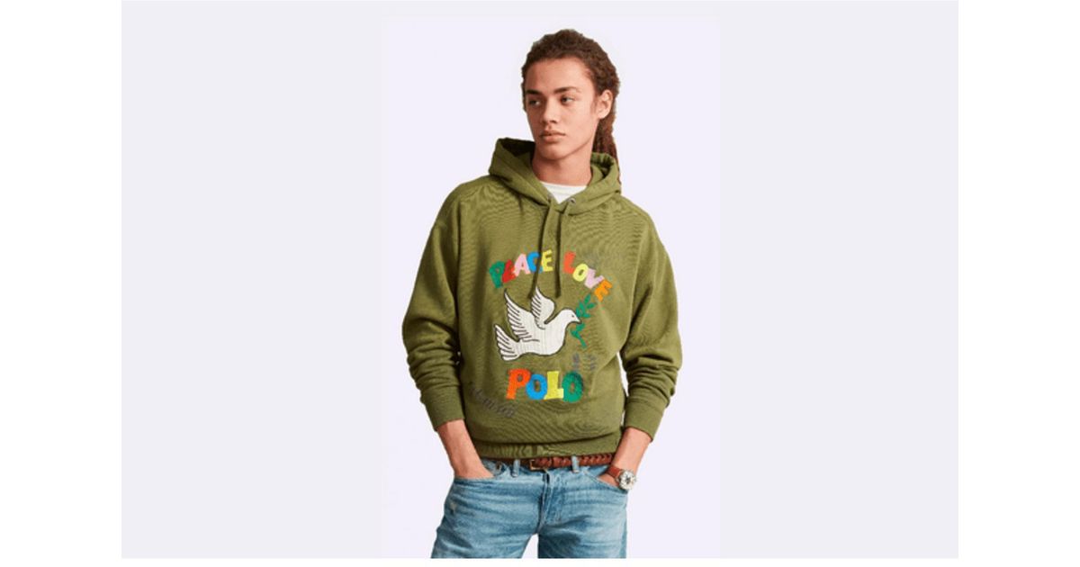 Polo Ralph Lauren Peace Love Hoodie in Green for Men | Lyst