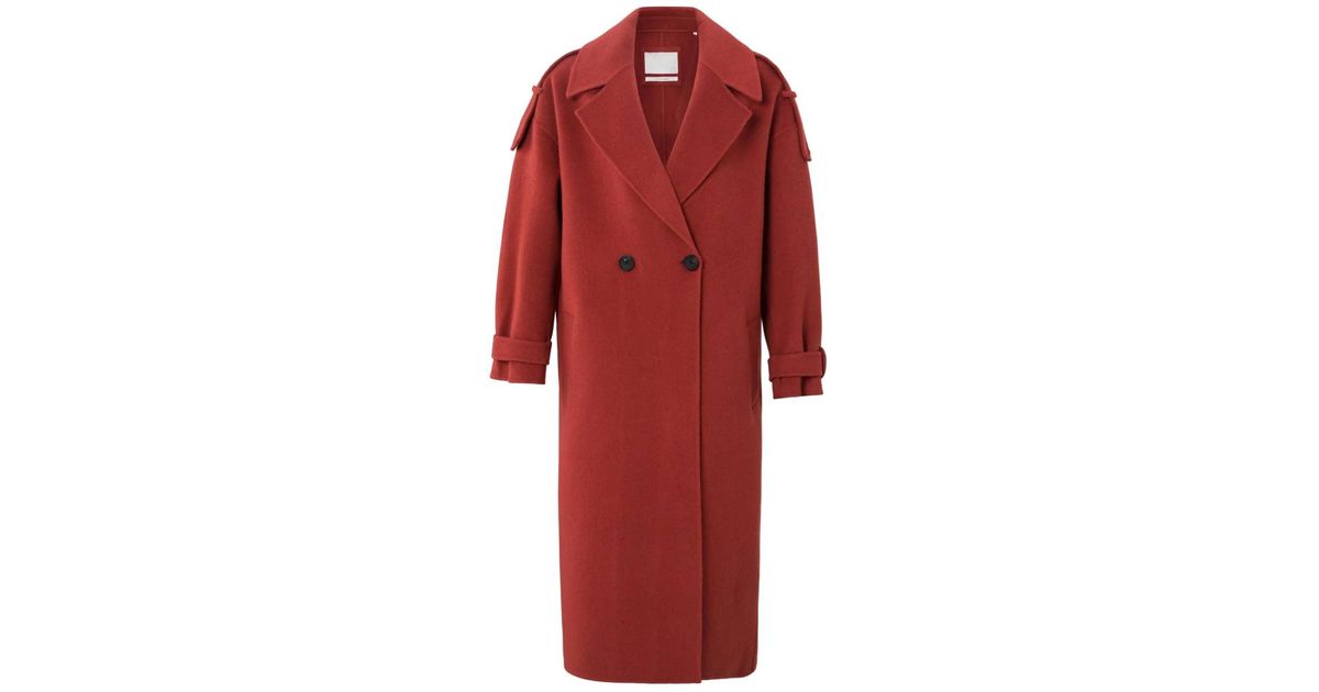 Yaya Long Wool Coat in Red Lyst