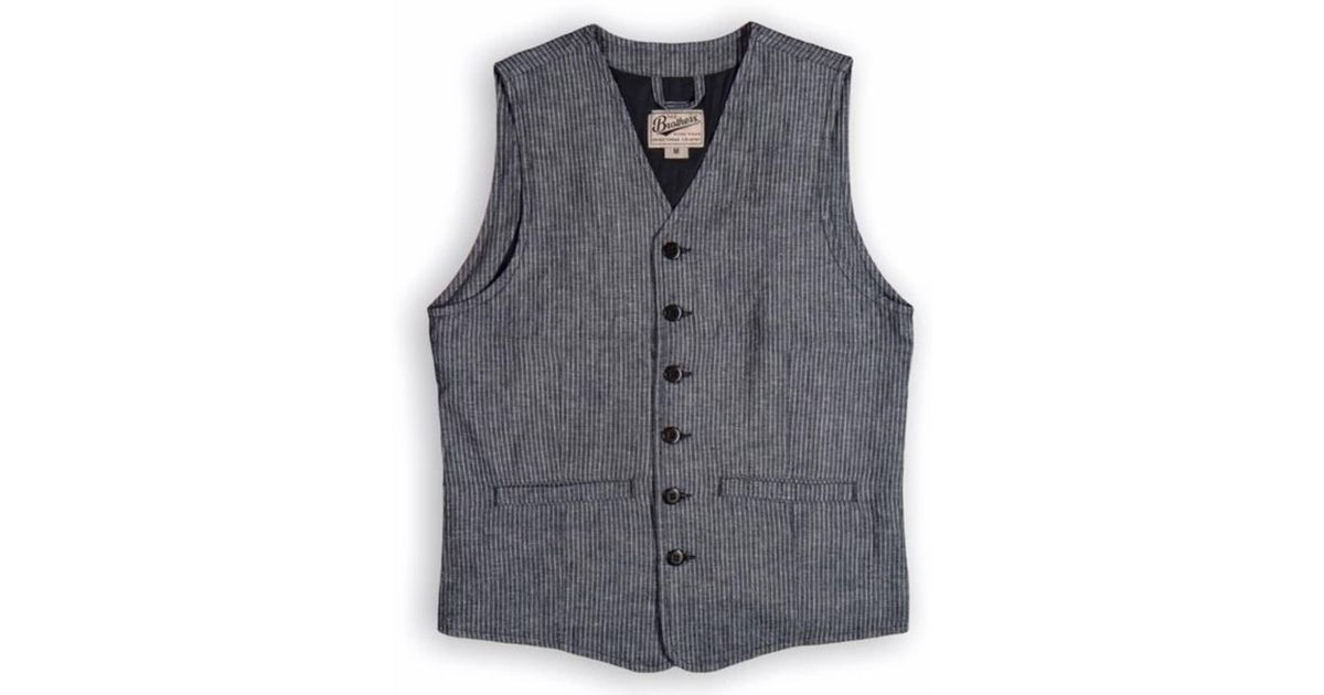 Pike Brothers 1905 Hauler Vest Linen Grey Stripe in Gray for Men | Lyst