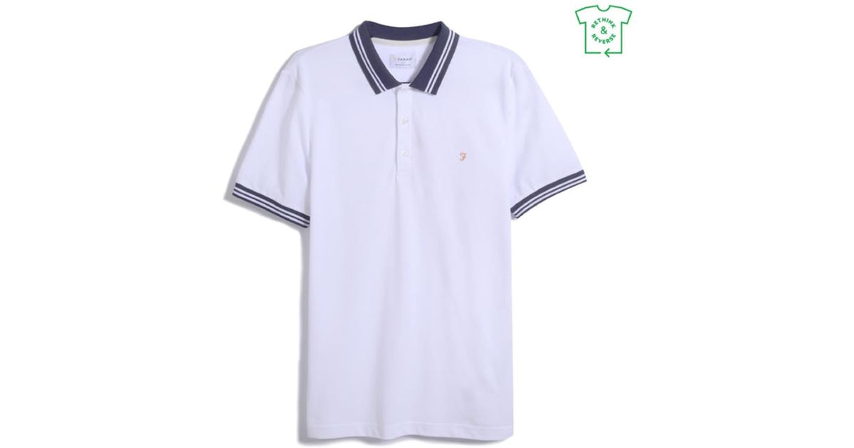 Farah Stanton Slim Fit Cotton Polo Shirt In White for Men | Lyst UK