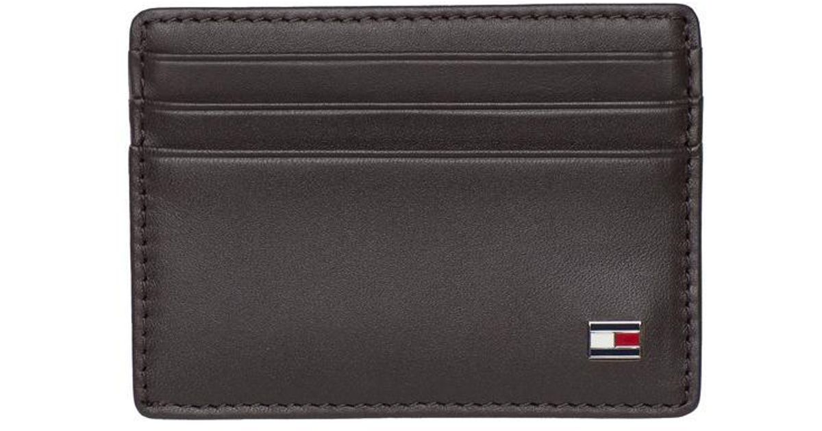 Tommy Hilfiger Leather Card Holder Brown in Black for Men Lyst