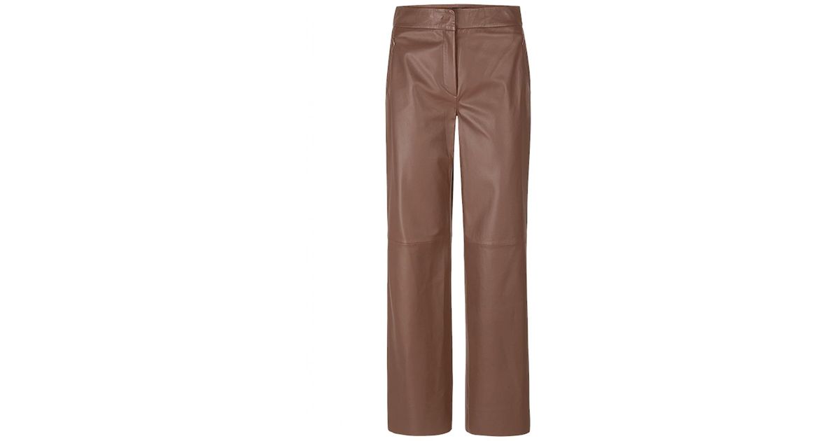 Riani Toffee Leather Pants in Brown Lyst