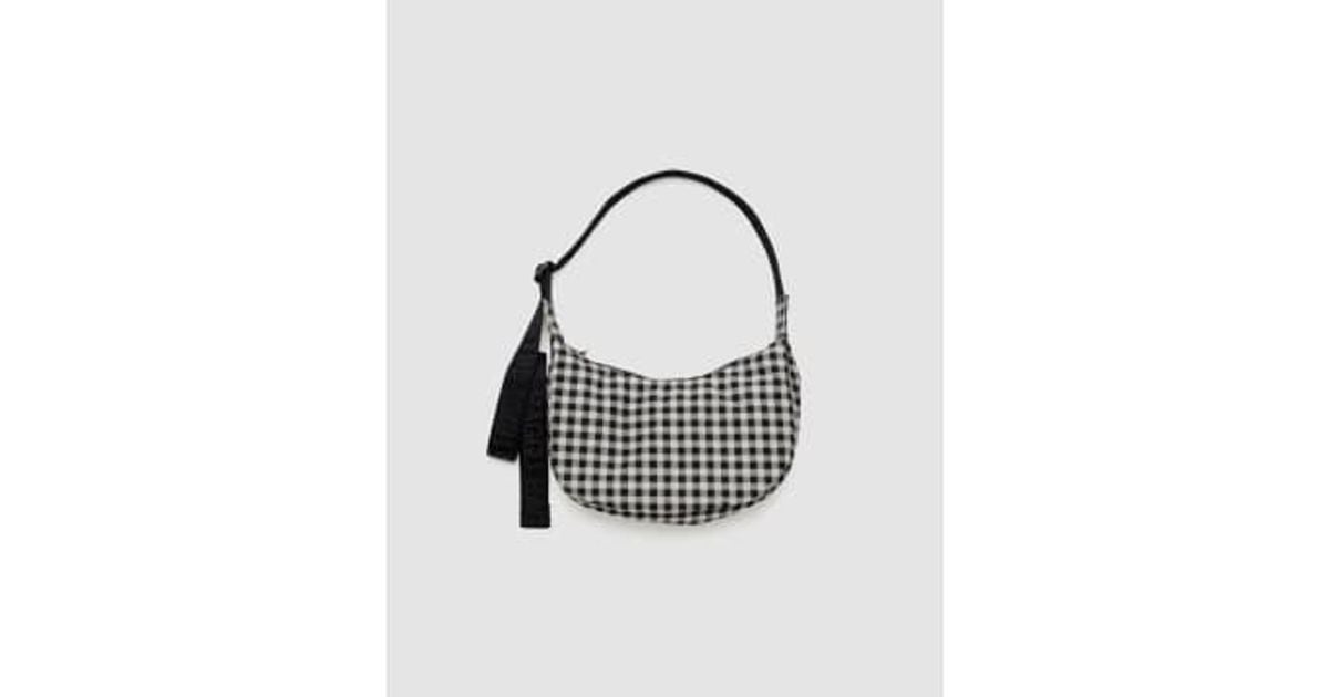 BAGGU Small Nylon Crescent Bag & White Gingham White in Black Lyst