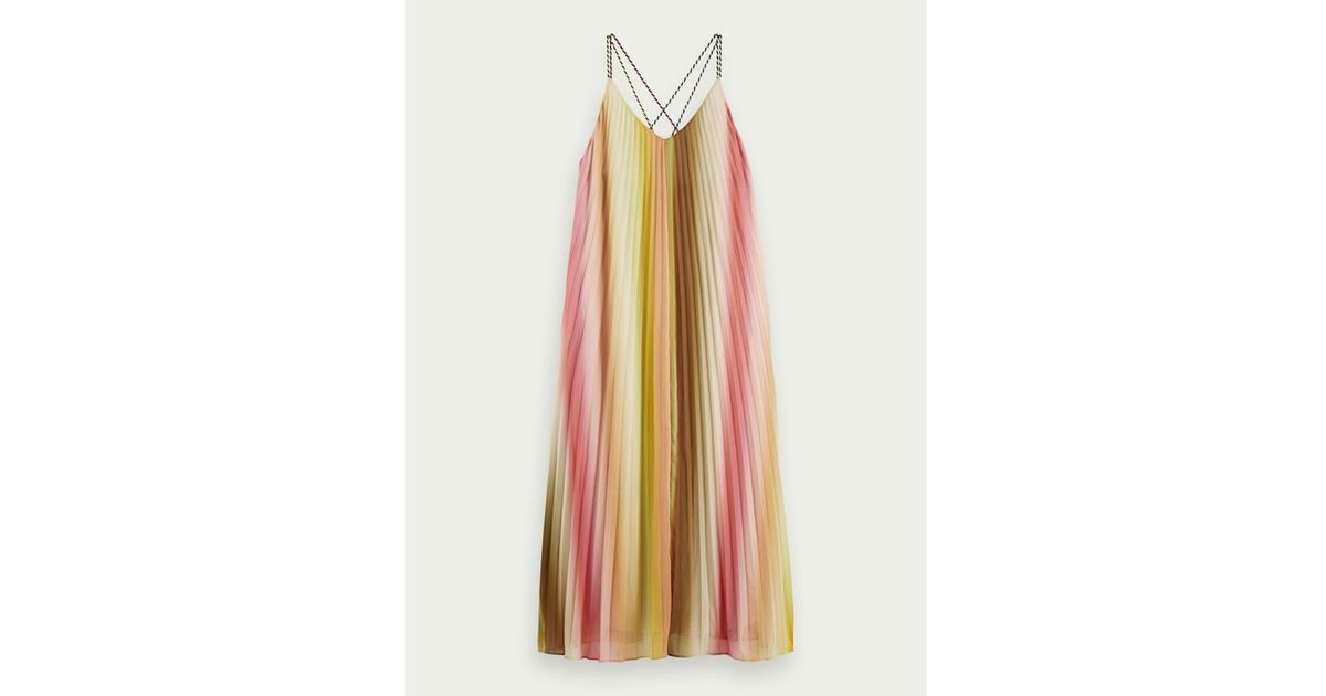 Scotch & Soda Rainbow Pleated Maxi Dress Lyst