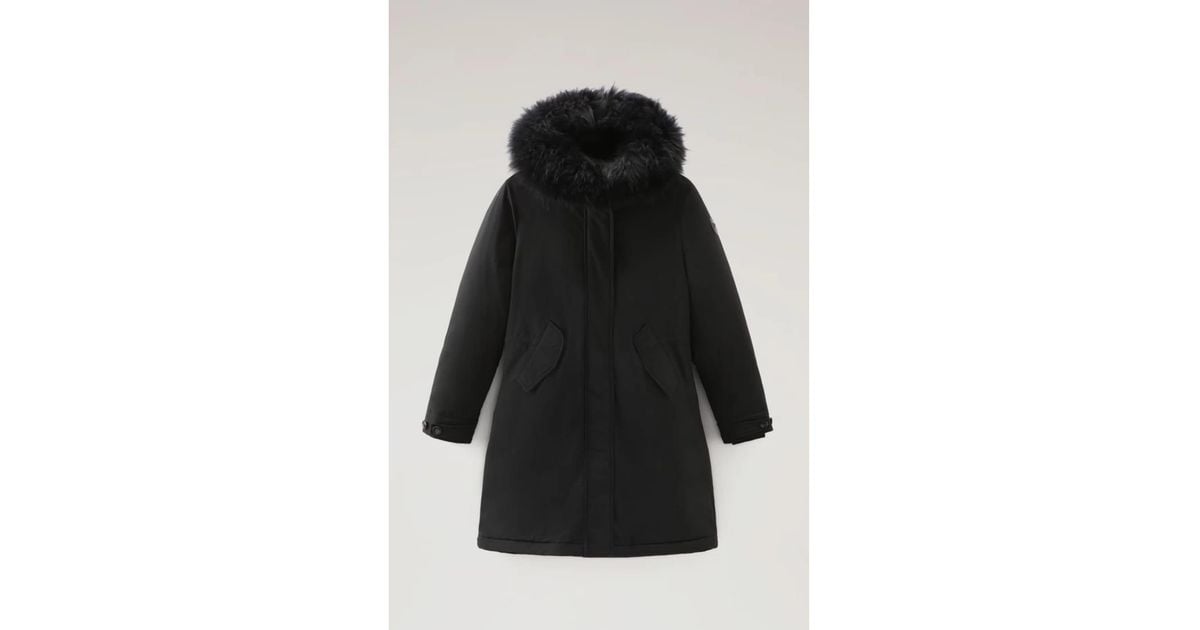 Woolrich Keystone Long Parka With Cashmere Fur Black