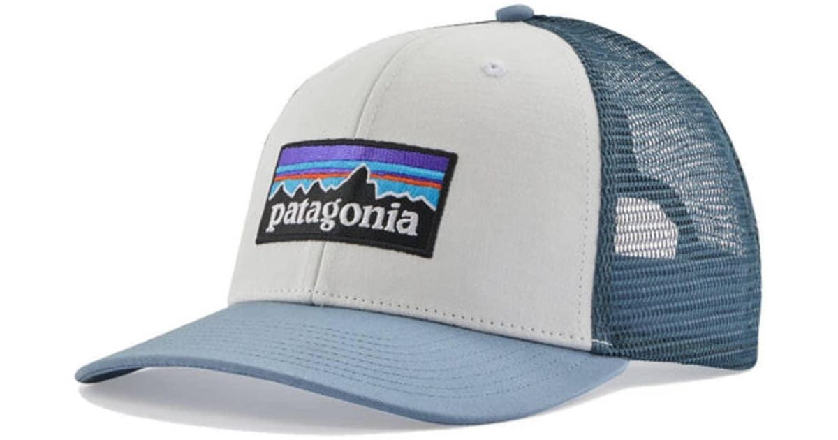 Patagonia Cotton P6 Logo Trucker Hat White / Light Plume Grey in Grey