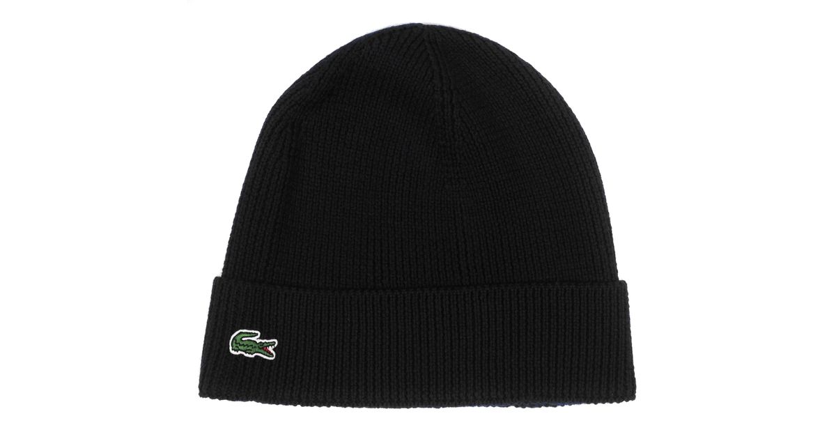 lacoste beanie black
