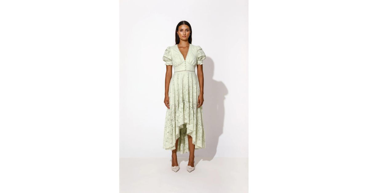 Marta Dress In Pistachio di By Malina in Bianco Lyst