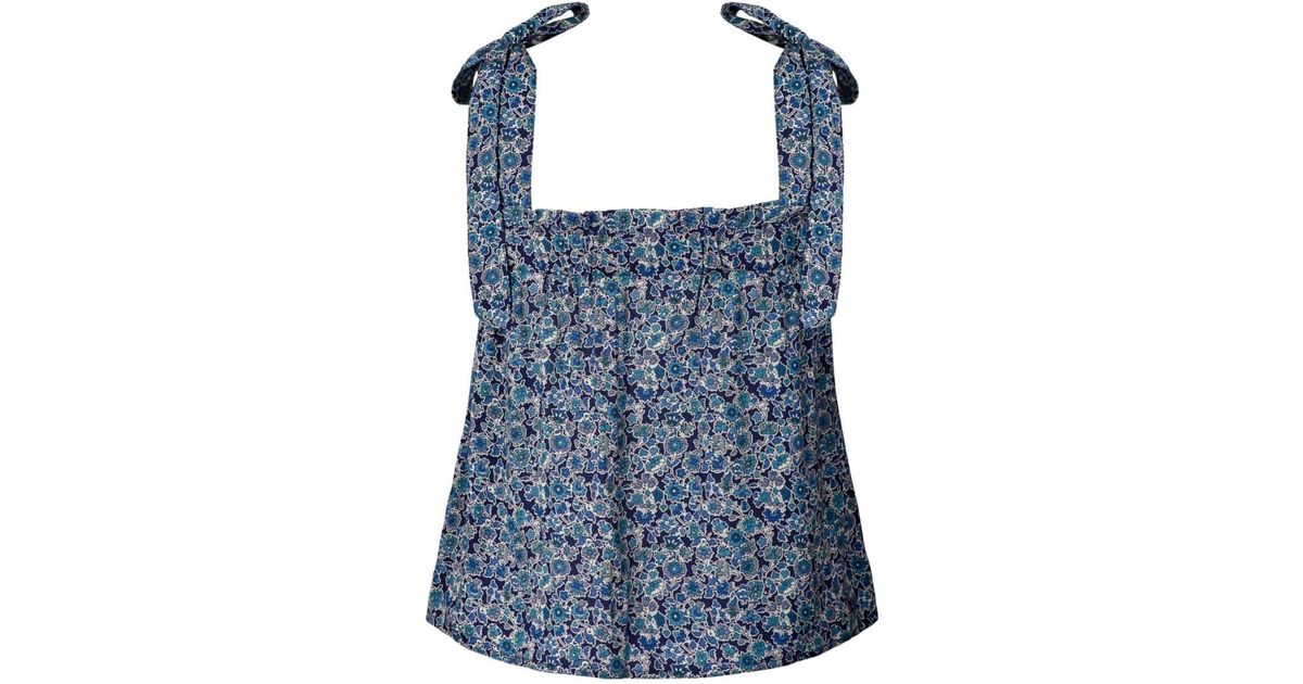 Lolly's Laundry Anne Floral Blue Top With Tie Details | Lyst