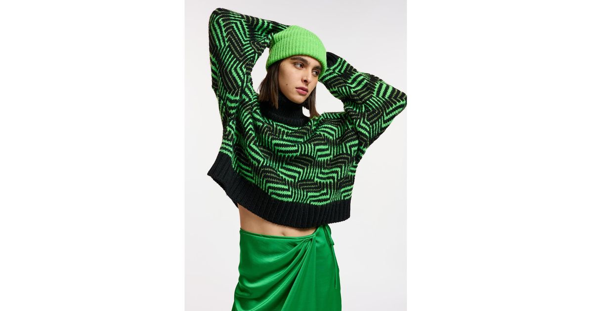 Essentiel Antwerp Expat Sweater Black Neon Green | Lyst
