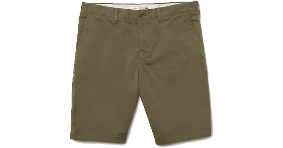 Lacoste Slim Fit Stretch Cotton Bermuda Shorts Green Khaki for Men | Lyst