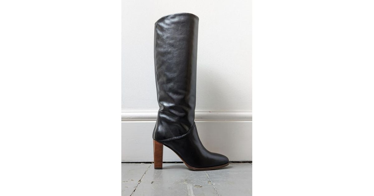 Vanessa Bruno Black Leather Knee-high Boots | Lyst