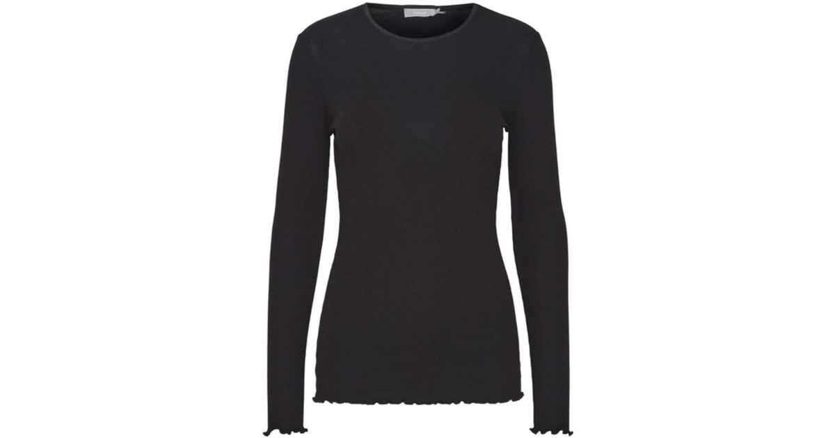 Fransa Hizamond Long Sleeved T-shirt in Black | Lyst