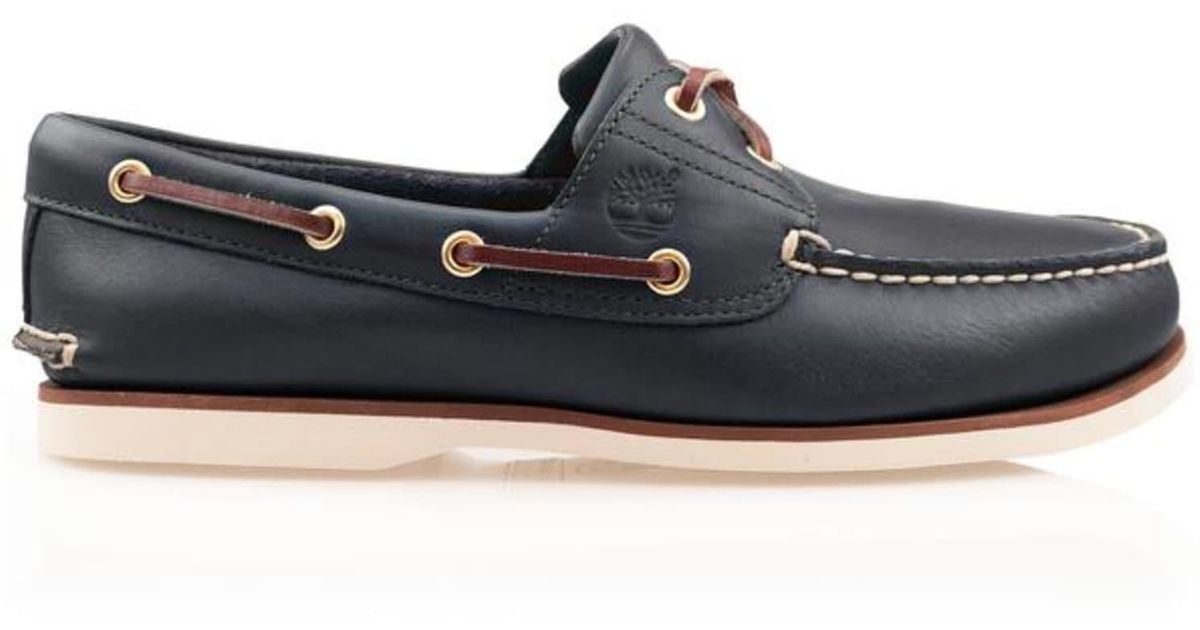Timberland Leather Classic Boat Shoe 74036 Md Blue Full Grain for Men -  Save 32% | Lyst