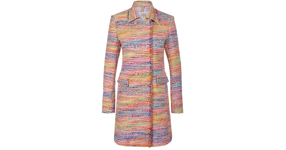 Riani Rainbow Tweed Coat in Pink | Lyst UK
