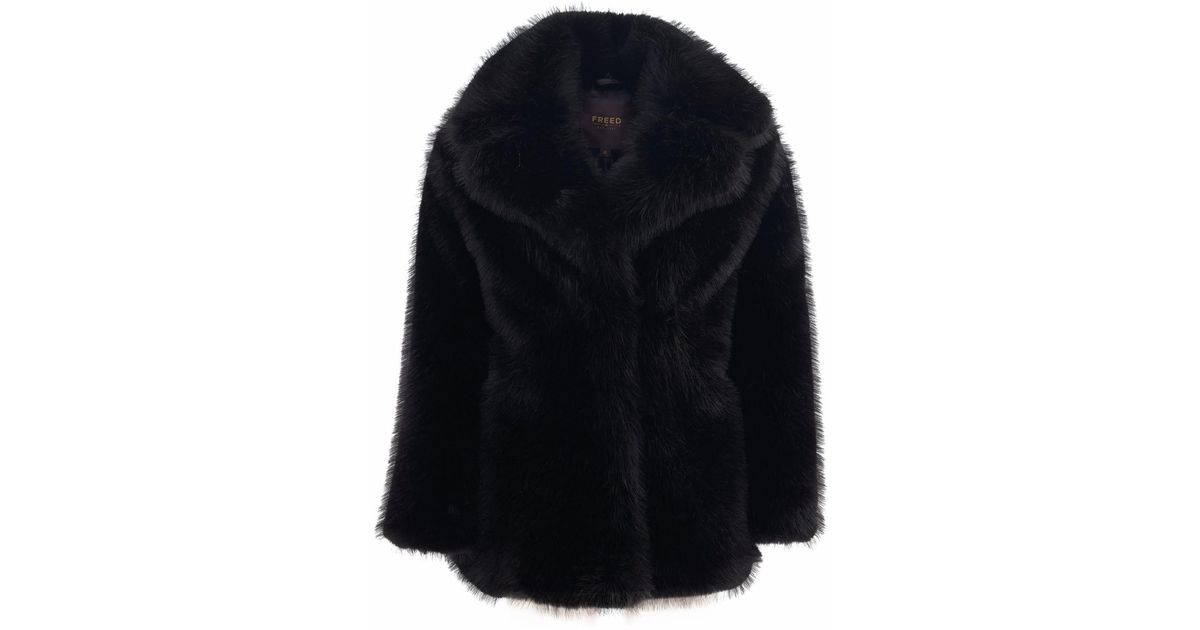 Freed Riley Long Faux Fur Coat Black in Blue Lyst