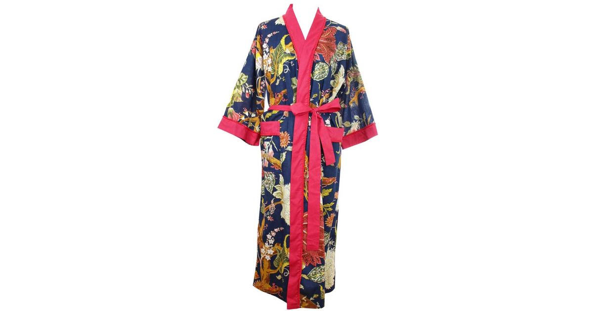 Powell Craft Ladies Blue Carnation Print Cotton Dressing Gown in Red Lyst