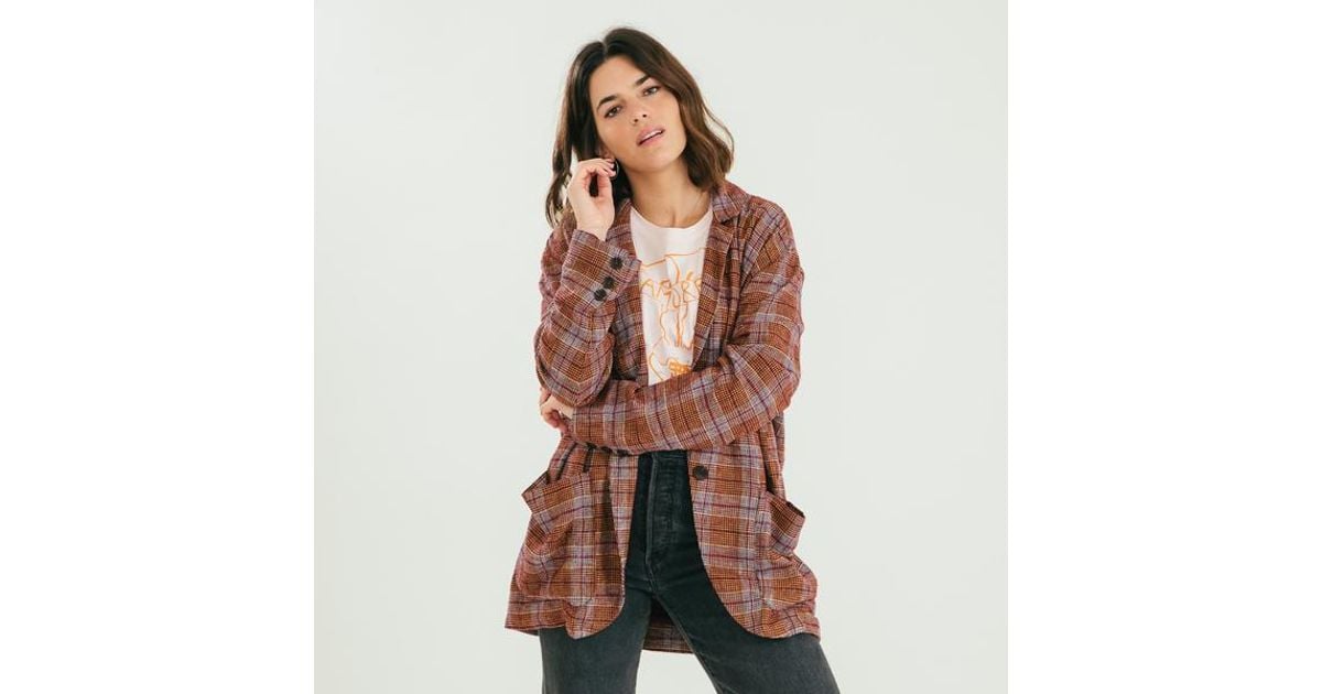 free people simply plaid blazer